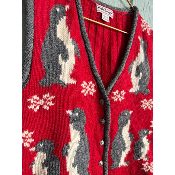 Vintage 1995 Kathy Gallagher Wool Penguin Sweater Vest – Women’s L Christmas - Picture 2 of 5
